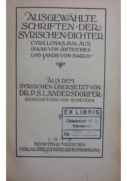 Ausgewählte schriften der syrischen dichter, 1913 r.