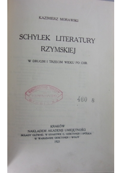 Schyłek literatury rzymskiej, 1921 r.