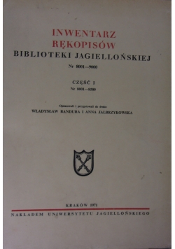 Inwentarz rękopisów Biblioteki Jagiellońskiej, nr. 8001 - 8500