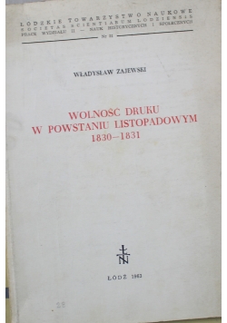 Wolność druku w powstaniu listopadowym