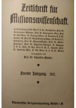 Zeitfchrift fur Miffionswiffenfchaft 1912 r.