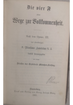 Die wir oder Wege zur Vollkommenheit, 1861 r.