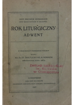 Rok liturgiczny, Adwent, 1927 r.