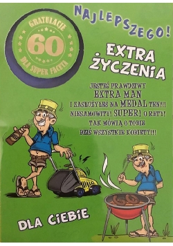 Karnet Party naklejany B6 + koperta Urodziny 60 wzór nr 04 (opakowanie 2 sztuki)