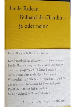 Teilhard de Chardin- ja oder nein?