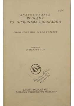 Poglądy księdza Hieronima Coignarda, 1922 r.