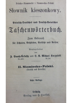 Polsko - Niemiecki i Niemiecko - Polski Słownik kieszonkowy ,1891 r.