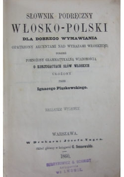 Słownik podręczny włosko-polski, 1860r.