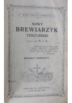 Nowy brewiarzyk tercyarski, 1919 r.