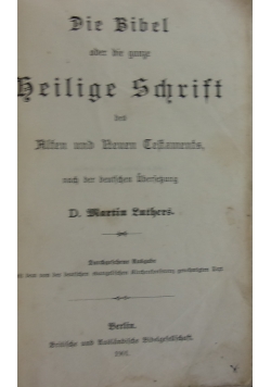 Die Bibel oder die gange Heilige Schrift, 1901r.