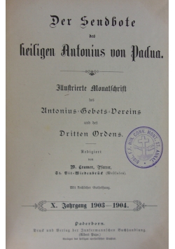 Der Sendbote des heiligen Antonius von Padua, 1903-1904 r.