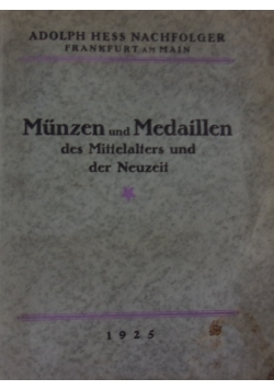 Münzen und Medaillen des Mittelalters und der Neuzeit, 1925 r.
