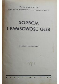 Sorbcja i kwasowość gleb 1937 r.