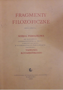 Fragmenty Filozoficzne Seria Druga