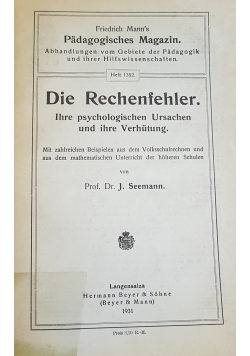 Die Rechenfehler, 1931r.