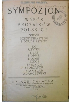 Sympozjon wybór prozaików polskich, 1926 r.