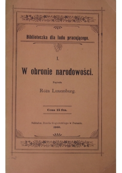 W obronie narodowej reprint 1900 r