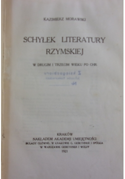 Schyłek literatury rzymskiej, 1921r