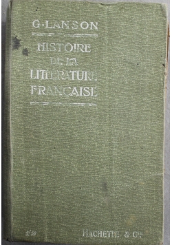 Historie De La Literature Francaise 1918 r.
