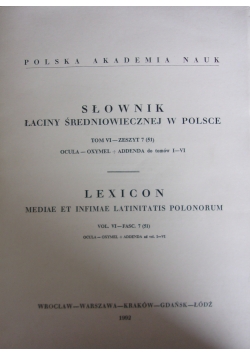 Słownik łaciny średniowiecznej w Polsce, t.VI zeszyt 7