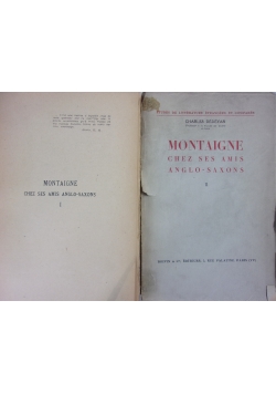 Montaigne chez ses amis anglo-saxons, Tom I-II