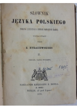 Słownik języka Polskiego II, 1873 r.