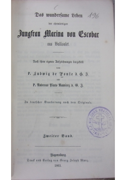 Das Wundersame Leben der ehrwürdigen Jungfrau Marina von Escobar aus Vallisolet, tom II, 1881r.