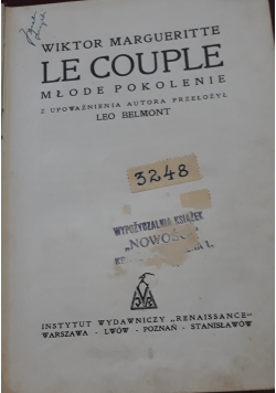 Le couple, młode pokolenie, 1920 r.