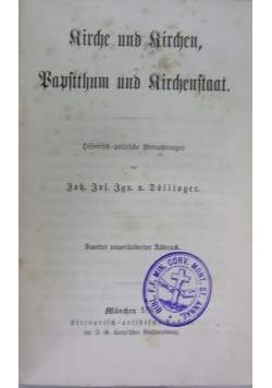 Kirche und kirchen, Papstthum und kirchenstaat, 1861 r.