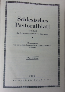 Schlesisches Patoralblatt, 1929 r.