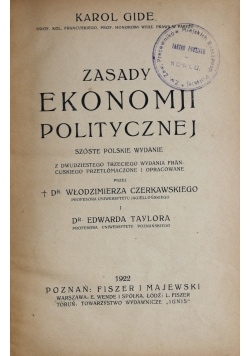 Zasady ekonomji politycznej,1922 r.