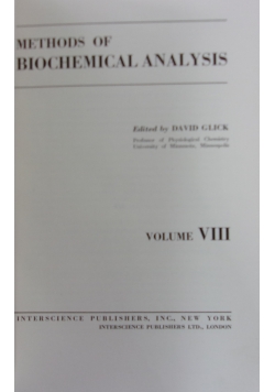 Methods of Biochemical Analysis ,Vol VIII