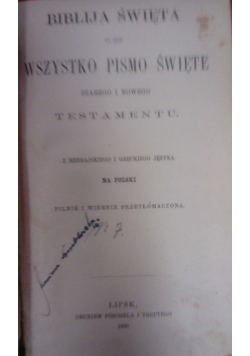 Biblia Święta to jest Wszystko Pismo Święte Starego i Nowego testamentu, 1920 r.