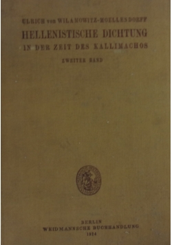 Hellenistische Dichtung in der zeit des Kallimachos, 1924 r.