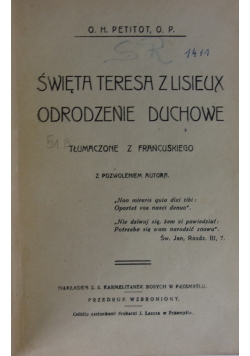 Święta Teresa z Lisieux Odrodzenie Ducha ,1927r.