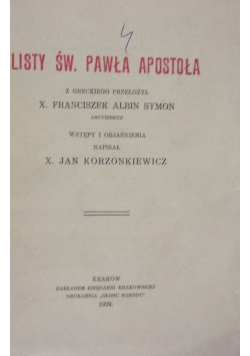 Listy Św.Pawła Apostoła ,1929 r.
