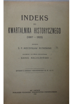 Indeks do kwartalnika historycznego(1887-1922), 1925 r.