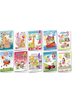 Karnet B6 Urodziny dzieci 1-5 lat (10 szt MIX)