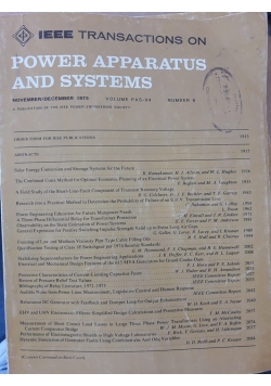 Ieee transactions on power  appartus and systems