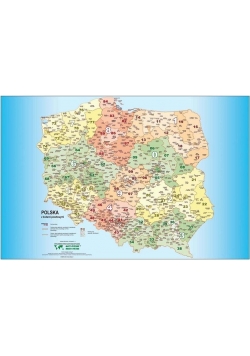 Polska mapa kodów pocztowych. Podkladka na biurko
