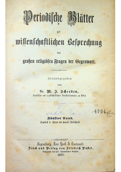 Periodische Blatter zur wissenschaftlichen Besprechung der grossen religiosen Fragen der Gegenwart