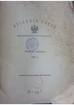 Dziennik Ustaw RP (Pierwsze półrocze), 1927r.