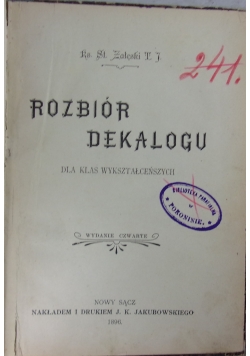 Rozbiór Dekalogu, 1896r.
