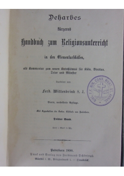Handbuch zum Religionsunterricht, 1890 r.