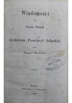 Wiadomości do Dziejów Polskich 1860r.