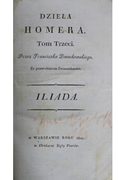 Dzieła Homera Tom 3 1805 r
