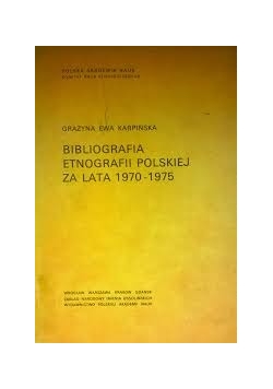 Bibliografia etnografii polskiej za lata 1970-1975
