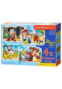 Puzzle konturowe 4w1 3-4-6-9 Classic Fairy Tales