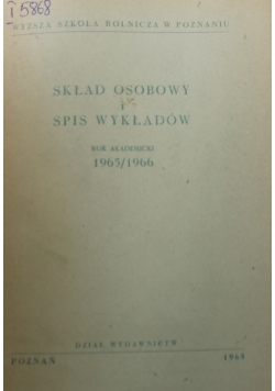 Skład Osobowy i Spis Wykładów