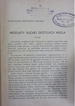 Produkty suchej destylacji węgla, 1949r